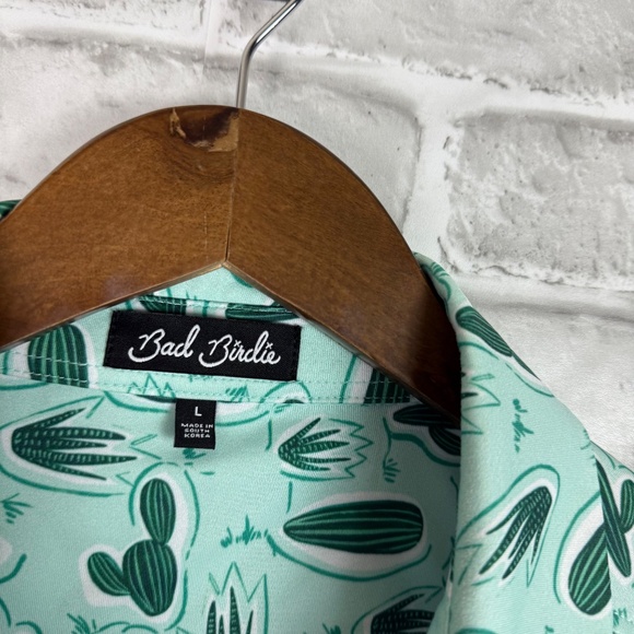 Bad Birdie Tony Saguaro Cactus AOP Performance Golf Polo Mens LARGE Stretch - Picture 3 of 7